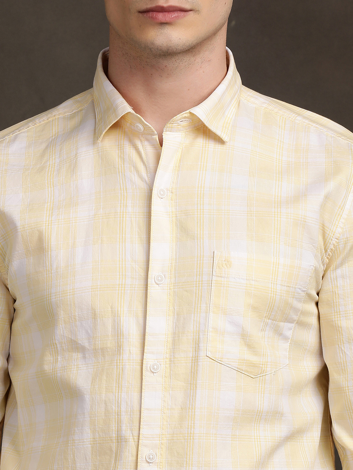 Image of TURTLE Men Checkered Casual Beige Shirt