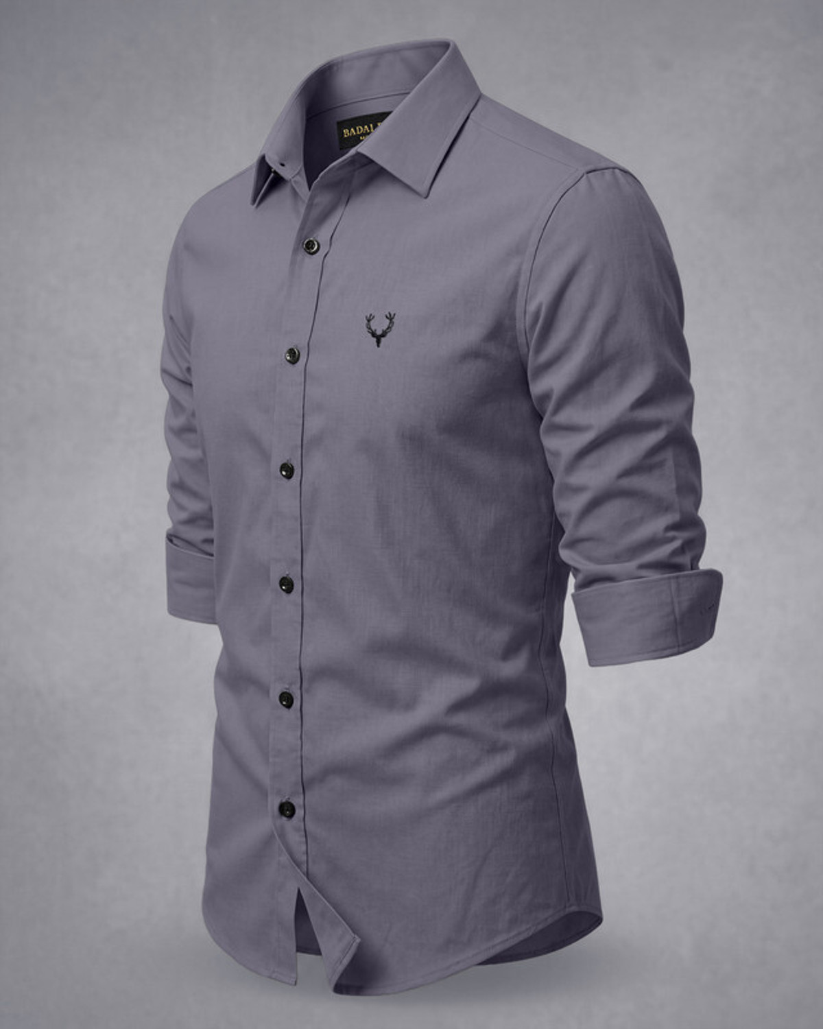 Image of Badal Fashion Men Solid Formal Grey Shirt