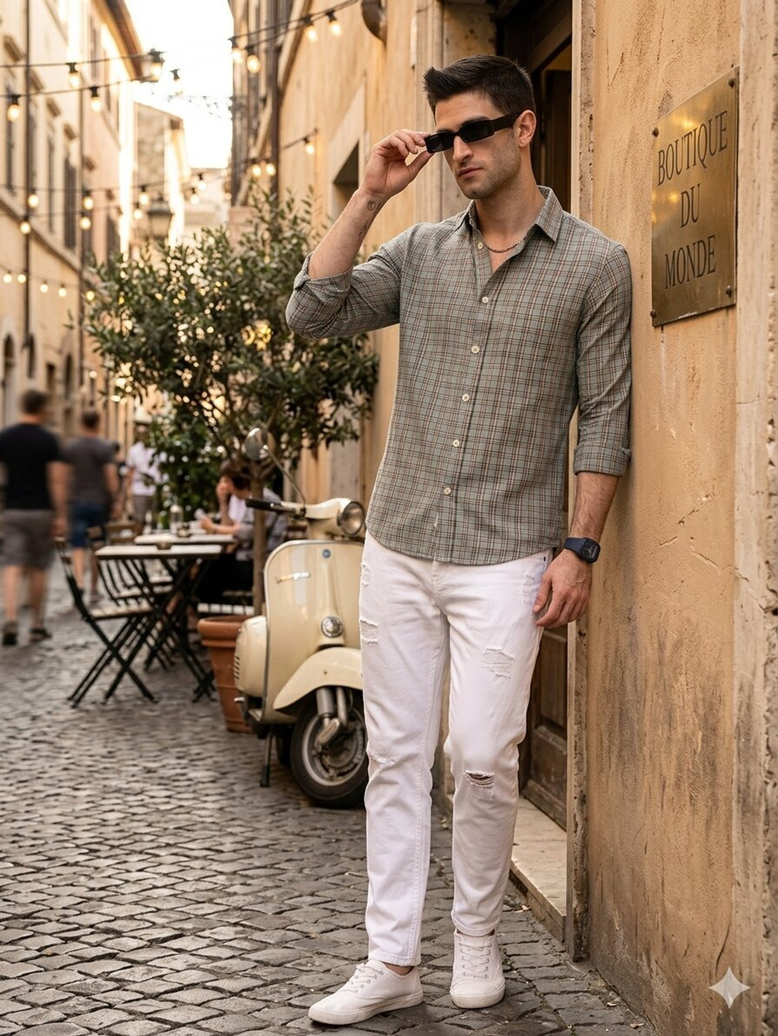 Image of Roadster Men Checkered Casual Light Green Shirt