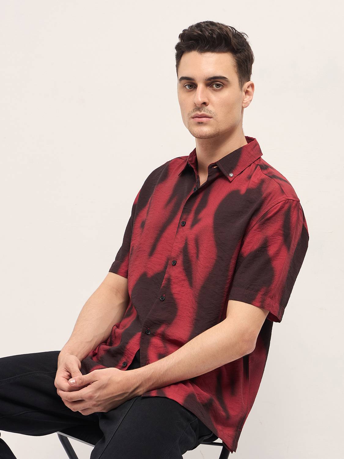 THE BEAR HOUSE Men Printed Casual Red Shirt