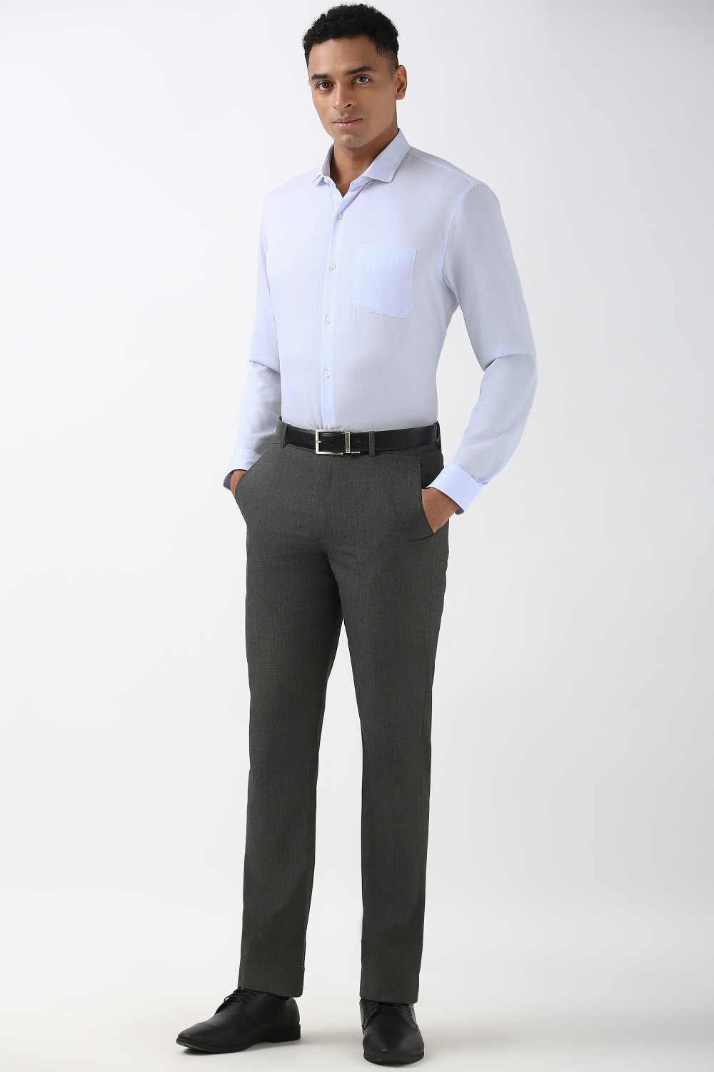 Image of PETER ENGLAND Men Self Design Formal Blue Shirt