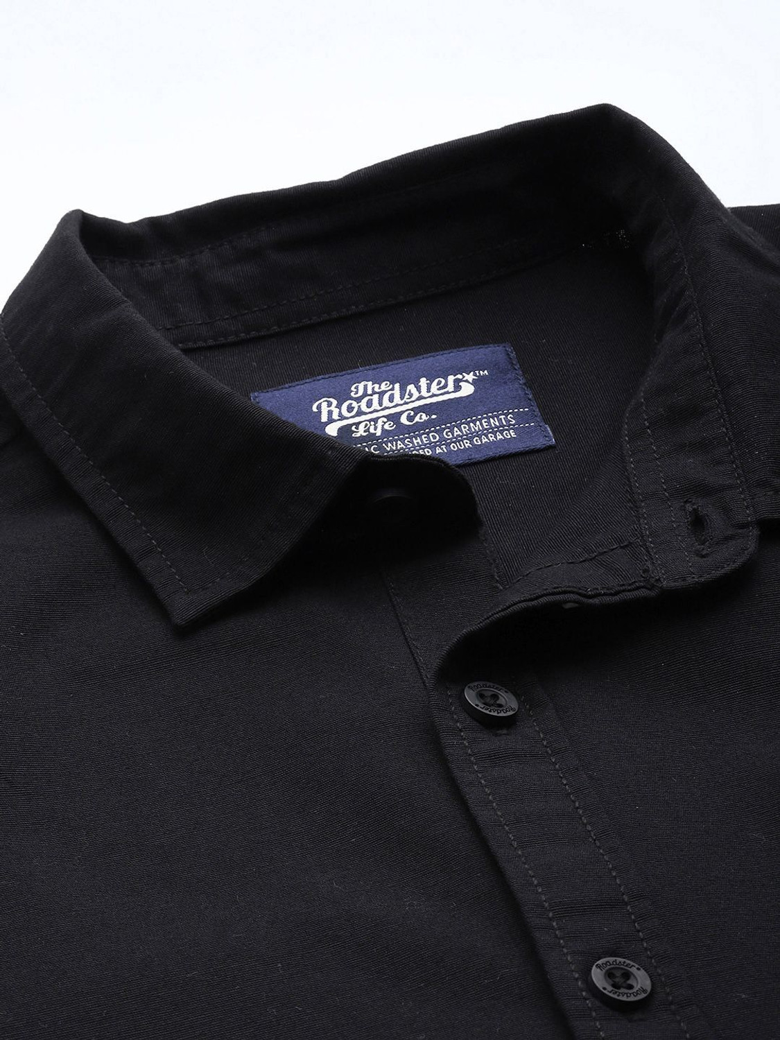 Image of Roadster Men Solid Casual Black Shirt