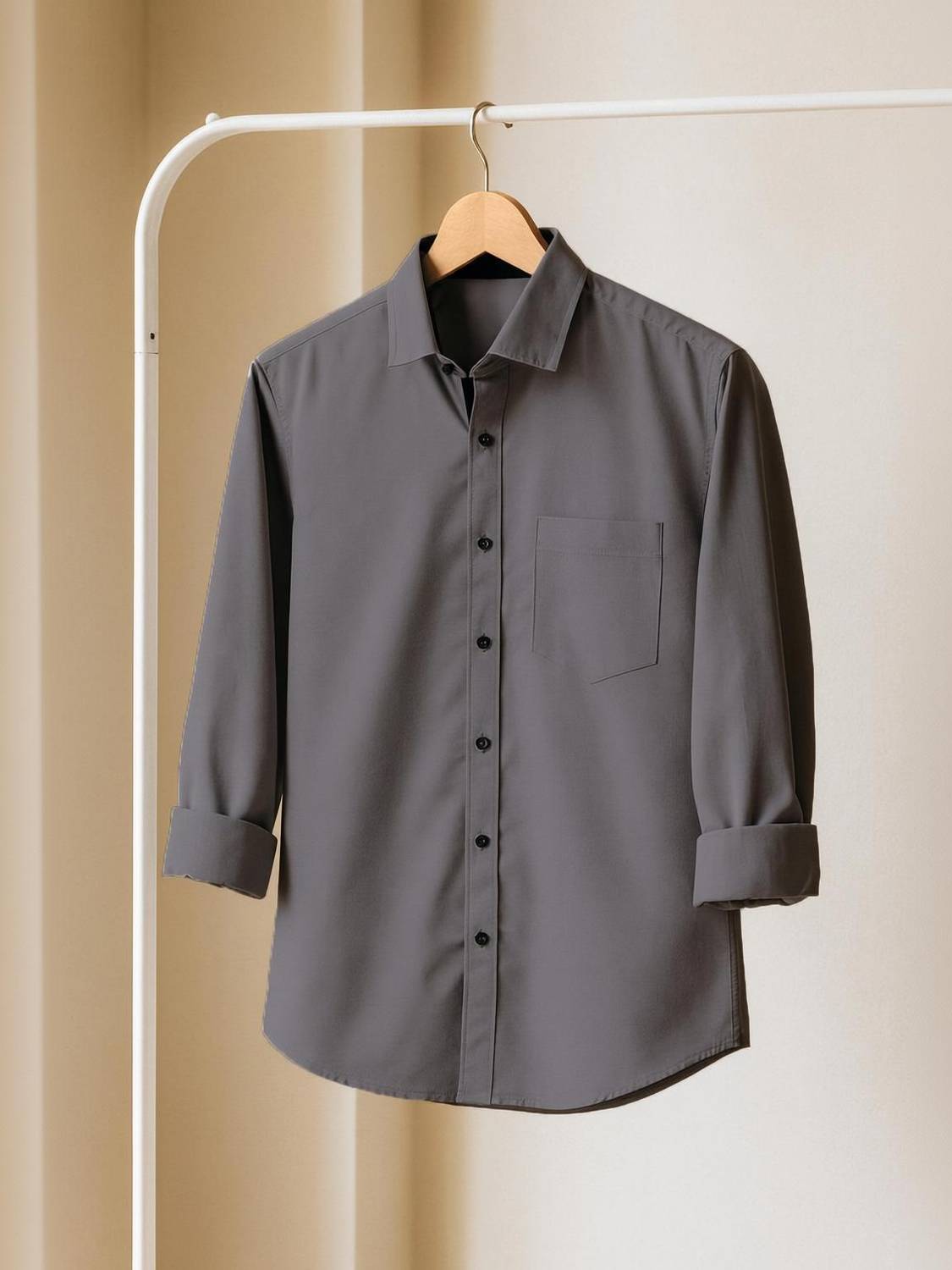 Aveer Men Solid Casual Grey Shirt
