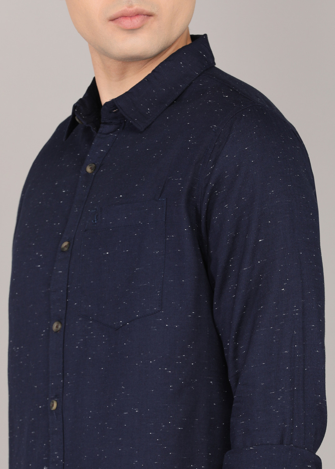 Image of WROGN Men Solid Casual Blue Shirt