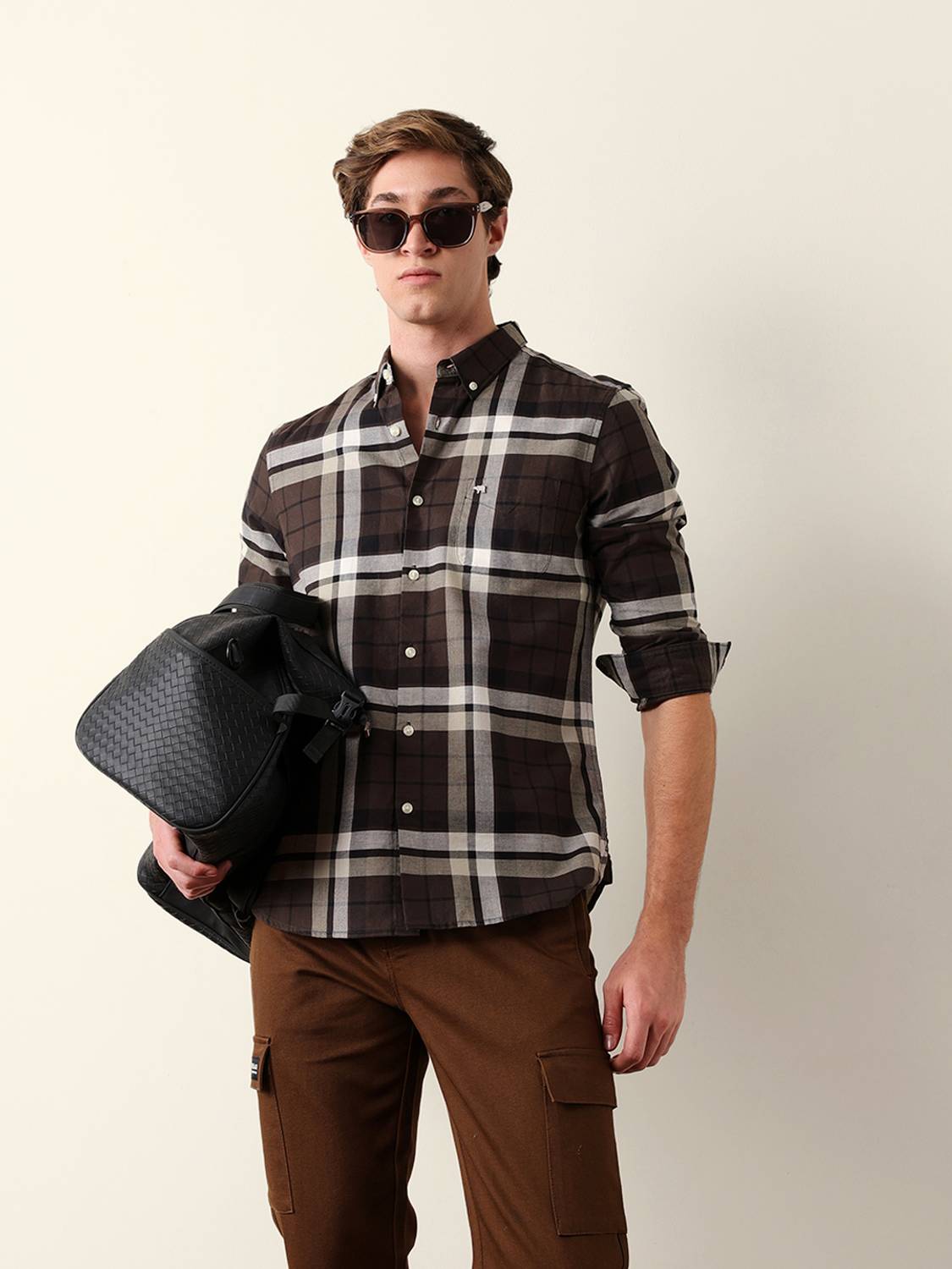 THE BEAR HOUSE Men Checkered Brown Shirt