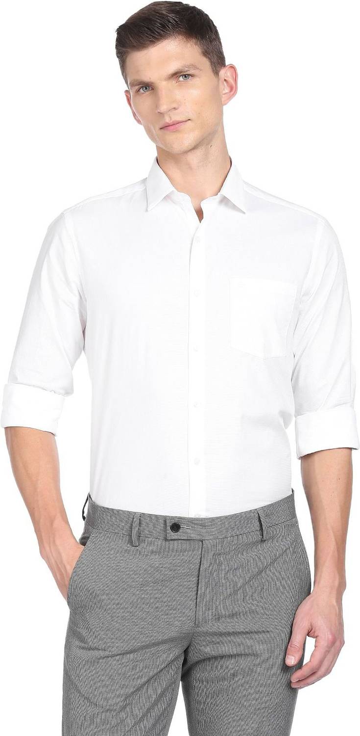 ARROW Men Solid Casual White Shirt