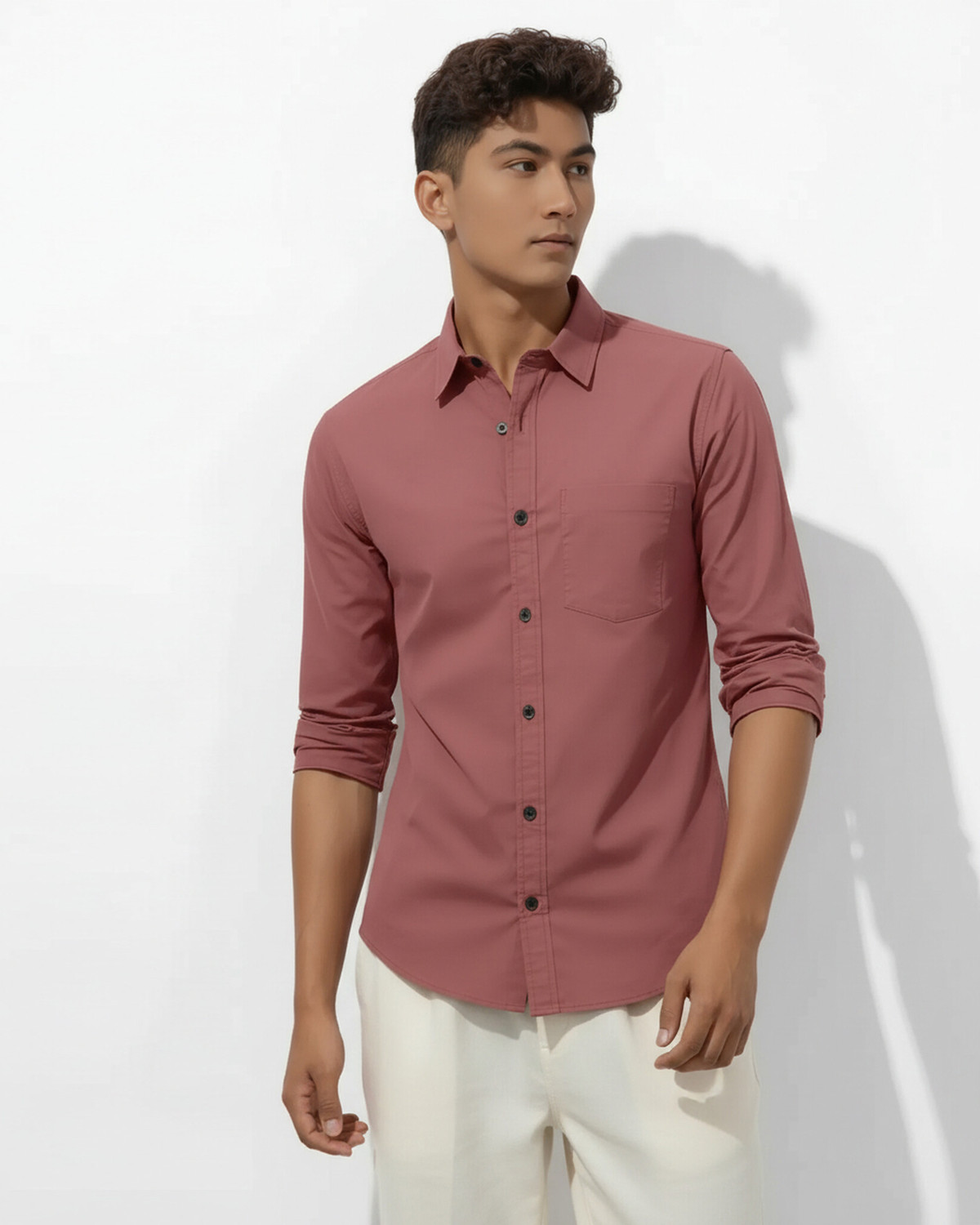 Image of METRONAUT Men Solid Formal Pink Shirt