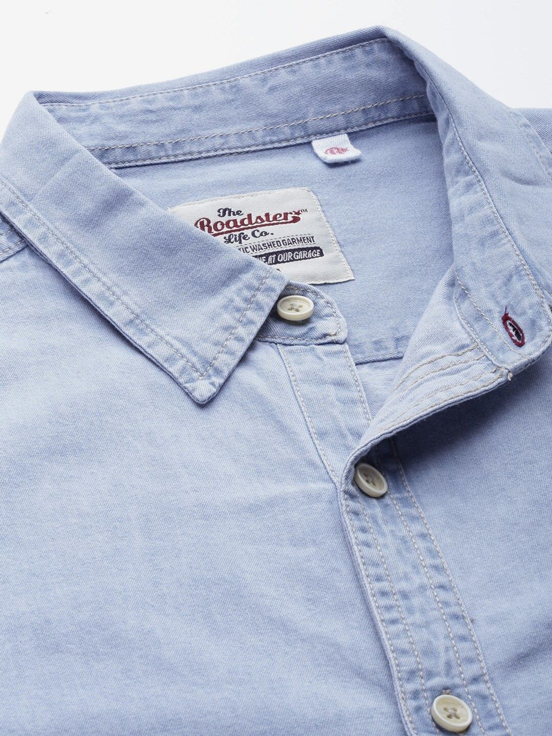 Image of Roadster Men Solid Casual Blue Shirt