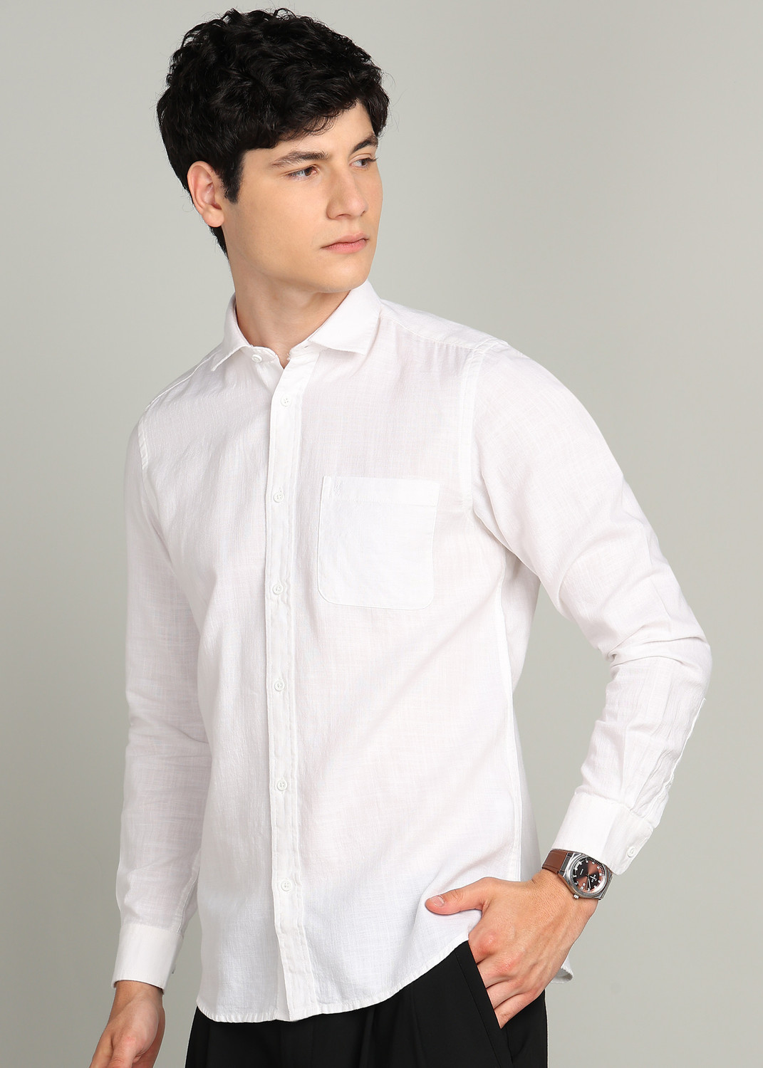 Image of INTEGRITI Men Solid Casual White Shirt