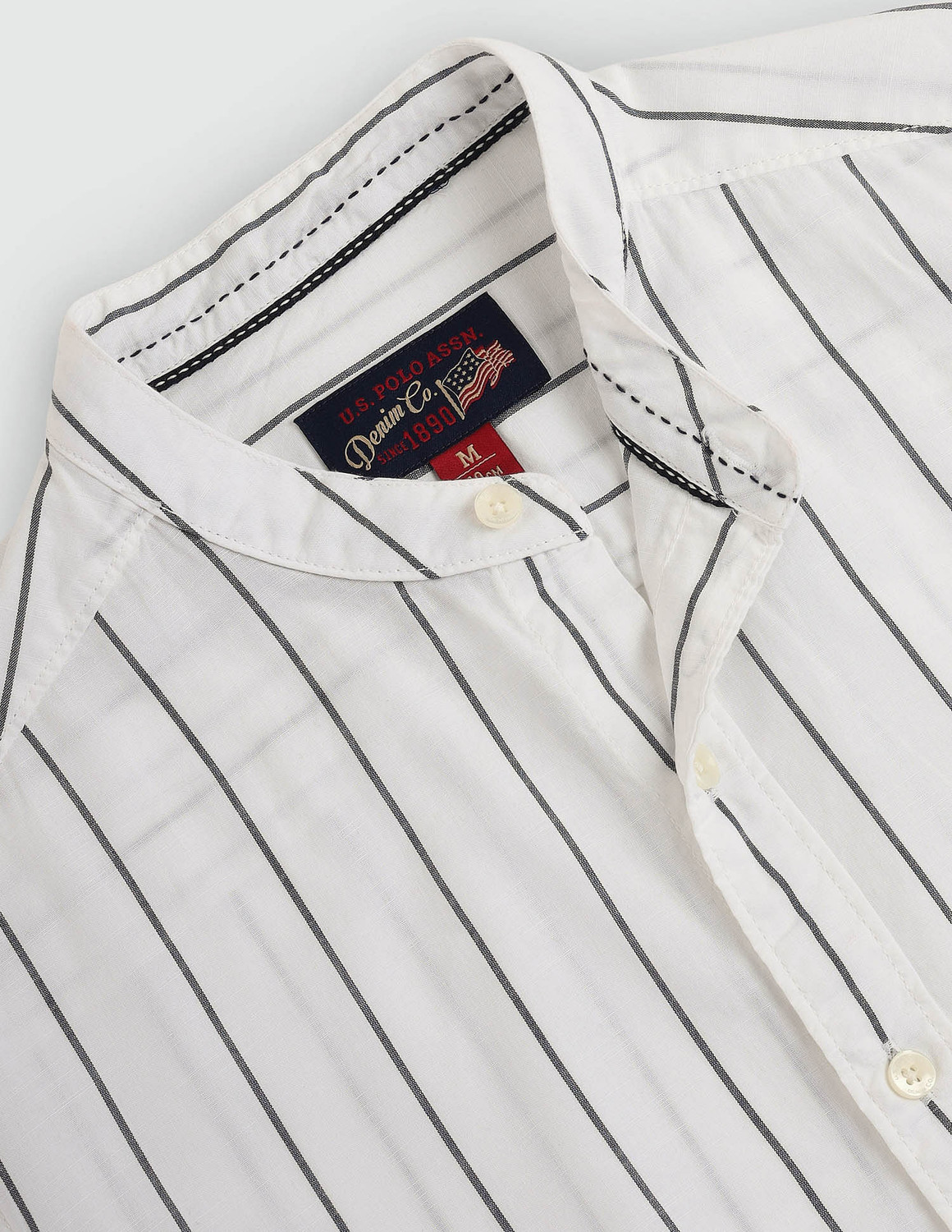 Image of U.S. POLO ASSN. Men Striped Casual White, Black Shirt