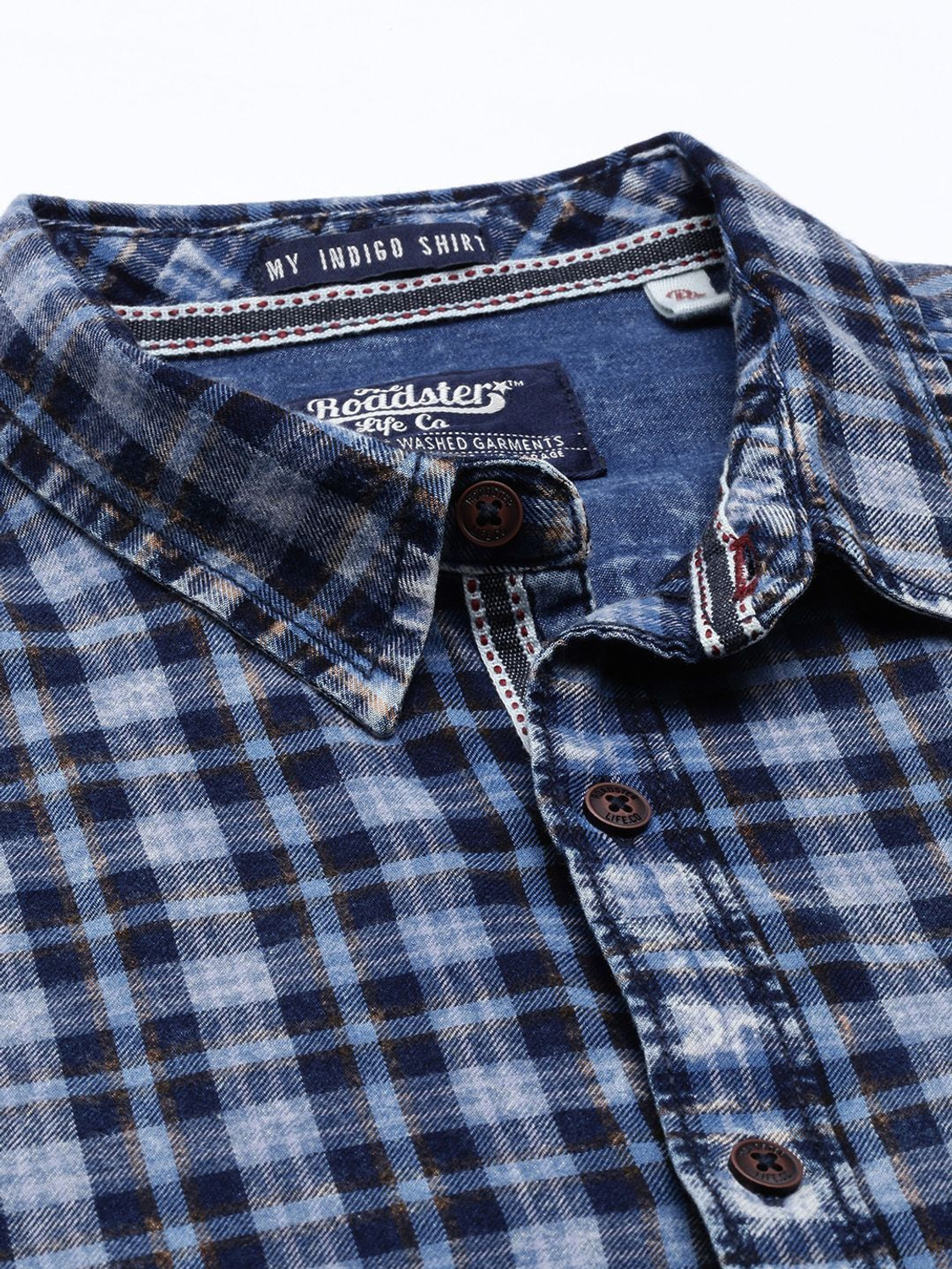 Image of Roadster Men Checkered Casual Blue Shirt