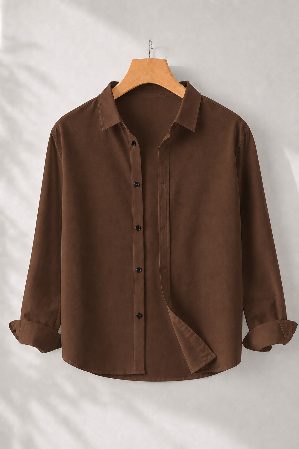 Image of mozero Men Solid Casual Brown Shirt