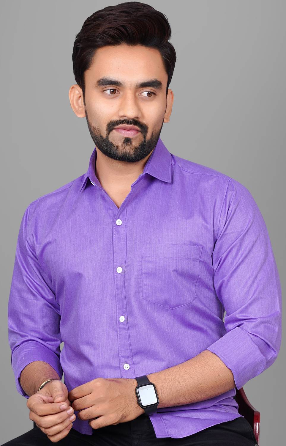 Voroxy Men Solid Casual Purple Shirt - Buy Voroxy Men Solid Casual
