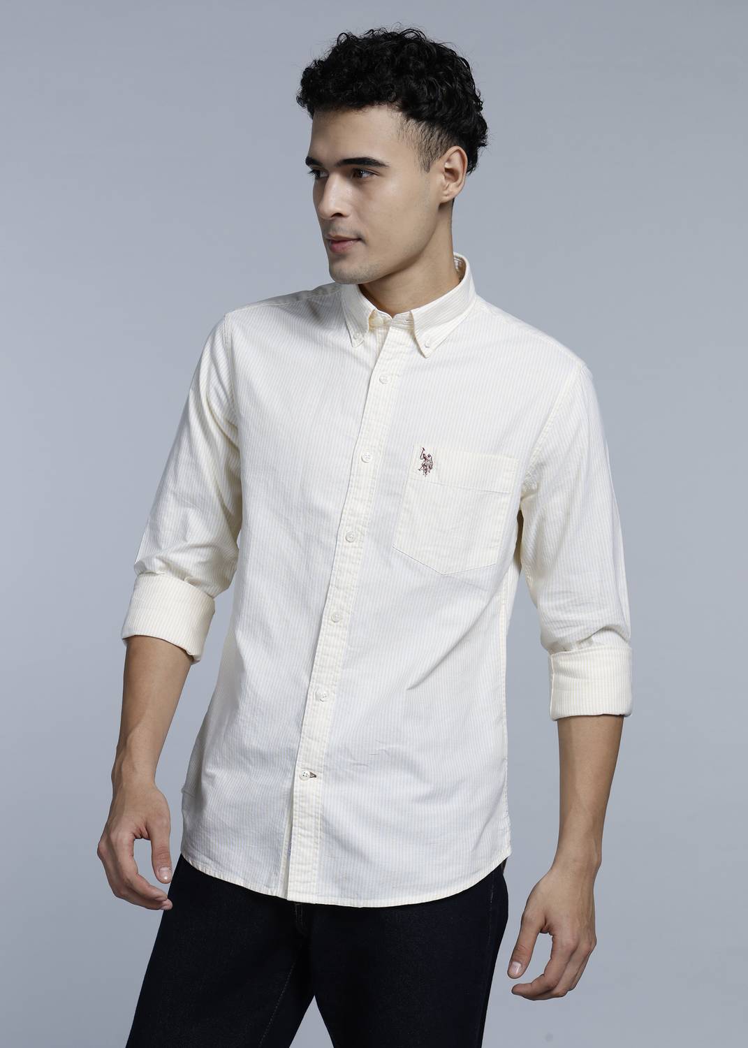 U.S. POLO ASSN. Men Striped Yellow Shirt - Image 3