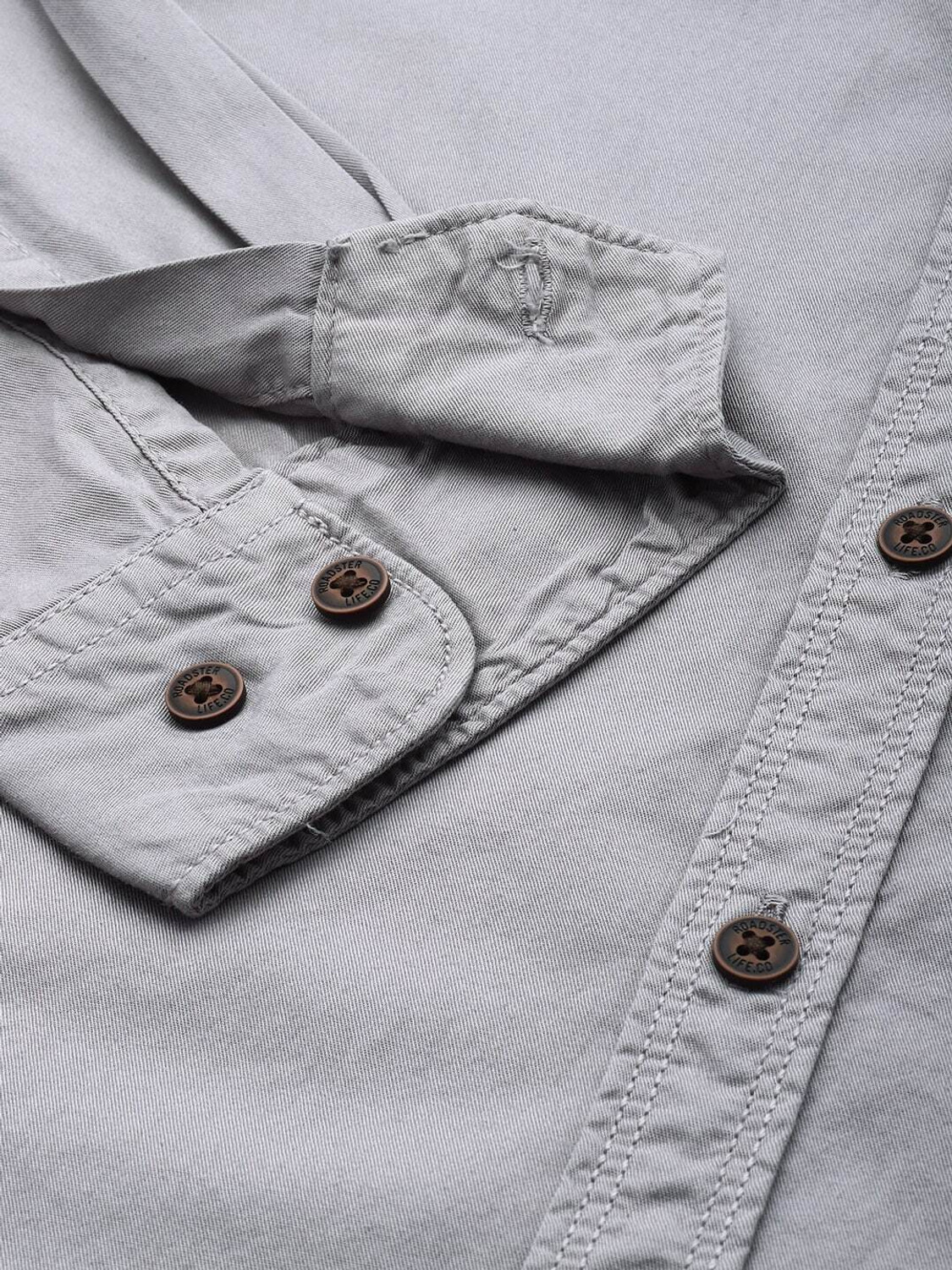 Image of Roadster Men Solid Casual Grey Shirt