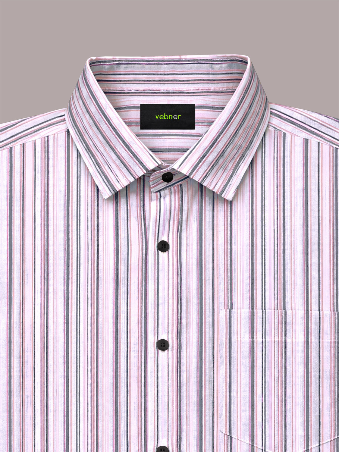 Image of VeBNoR Men Striped Casual Pink Shirt