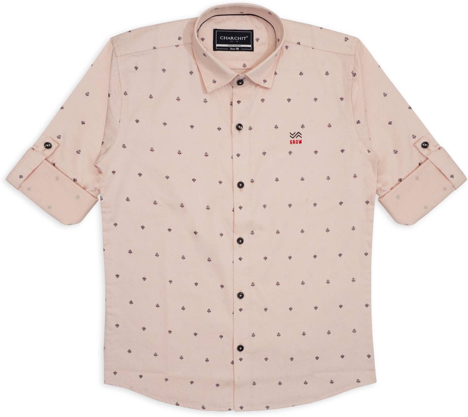 Charchit Boys Printed Casual Orange Shirt