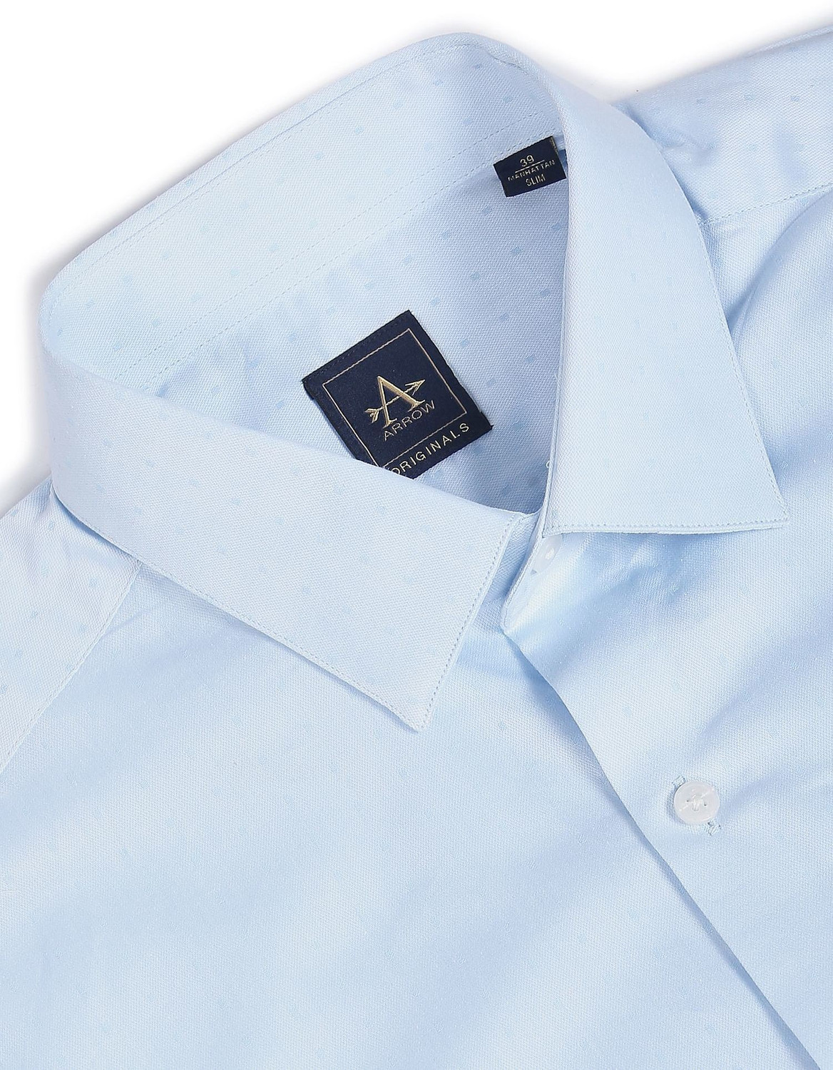 Image of ARROW Men Printed Formal Blue Shirt