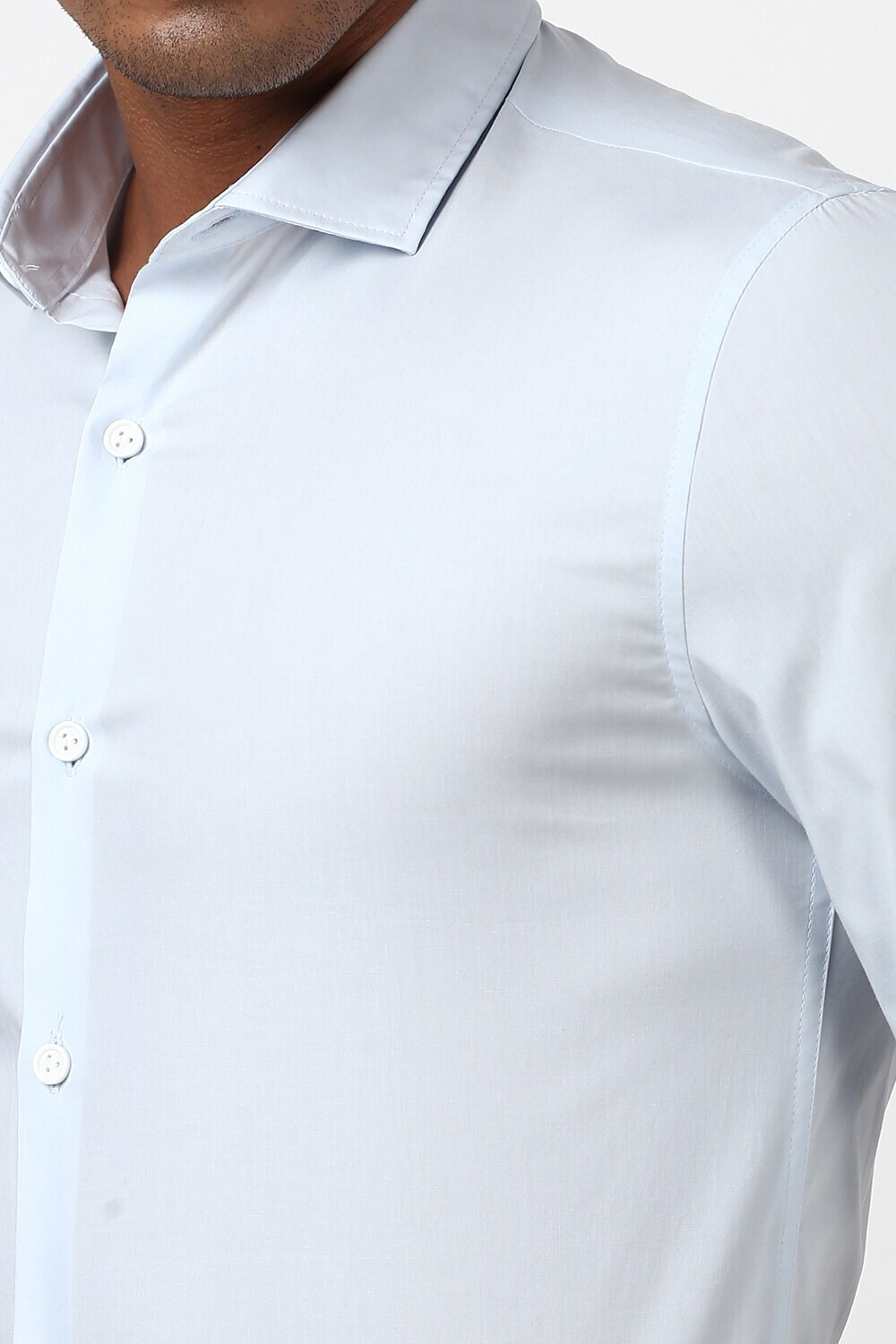 Image of PETER ENGLAND Men Solid Formal Blue Shirt
