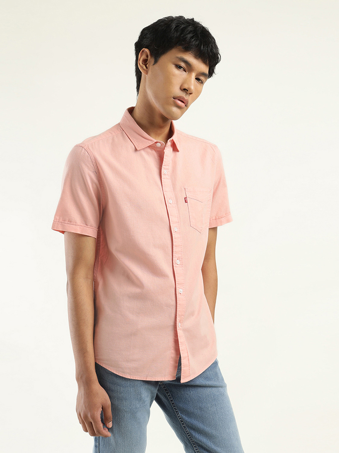 Image of LEVI'S Men Solid Casual Pink Shirt