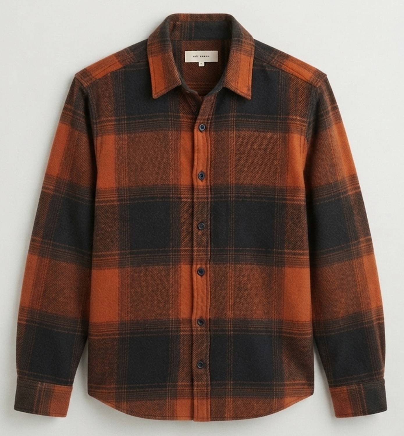 DEEMOON Men Checkered Casual Orange Shirt
