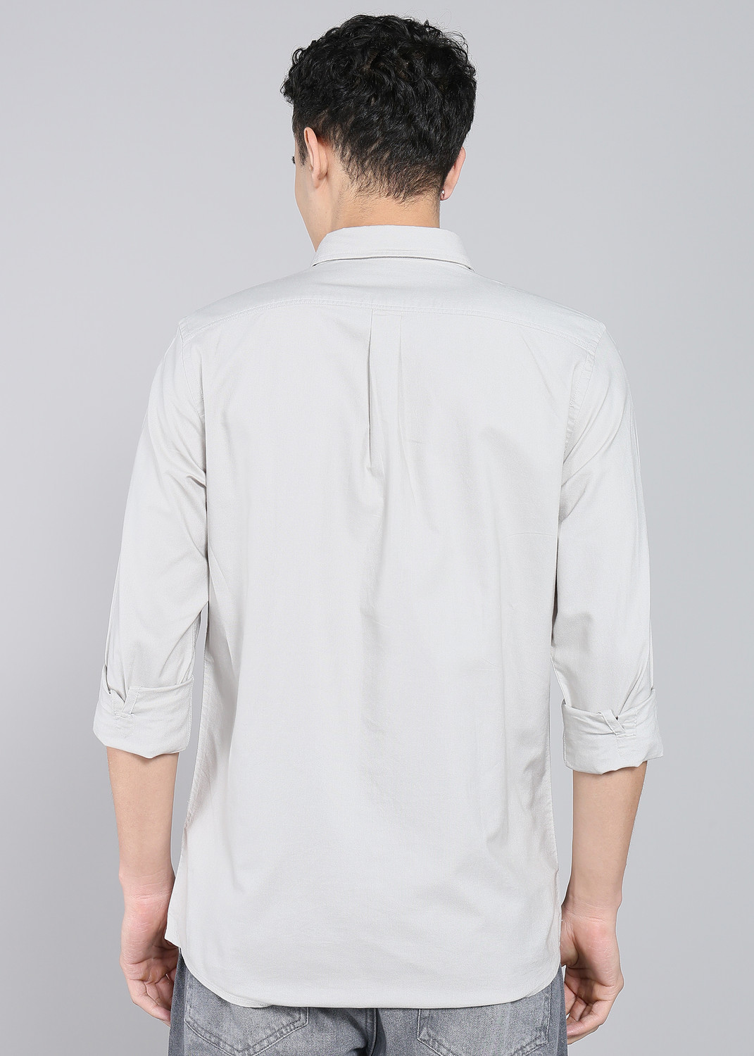 Image of Allen Solly Men Solid Formal Grey Shirt