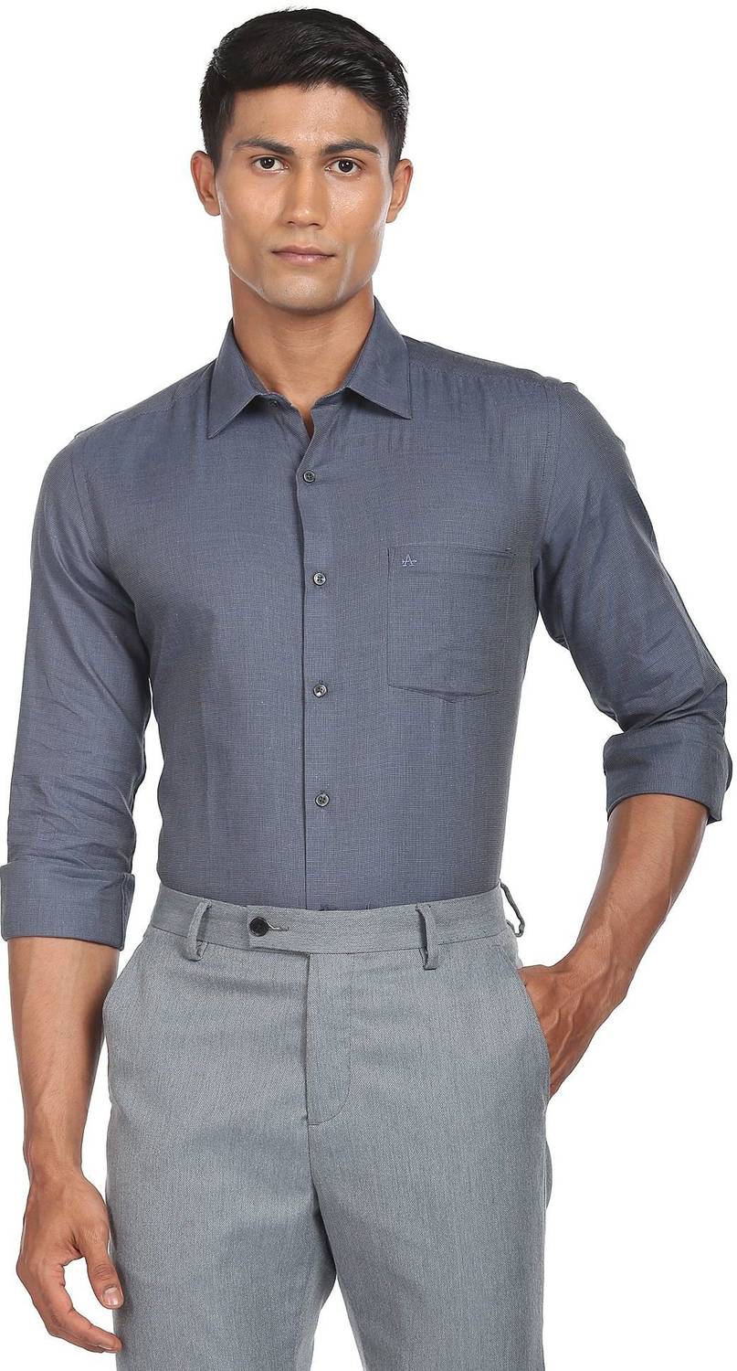ARROW Men Self Design Formal Grey Shirt