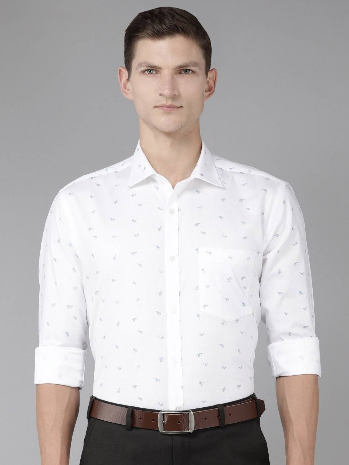 PARK AVENUE Men Printed Casual White Shirt - Image 5
