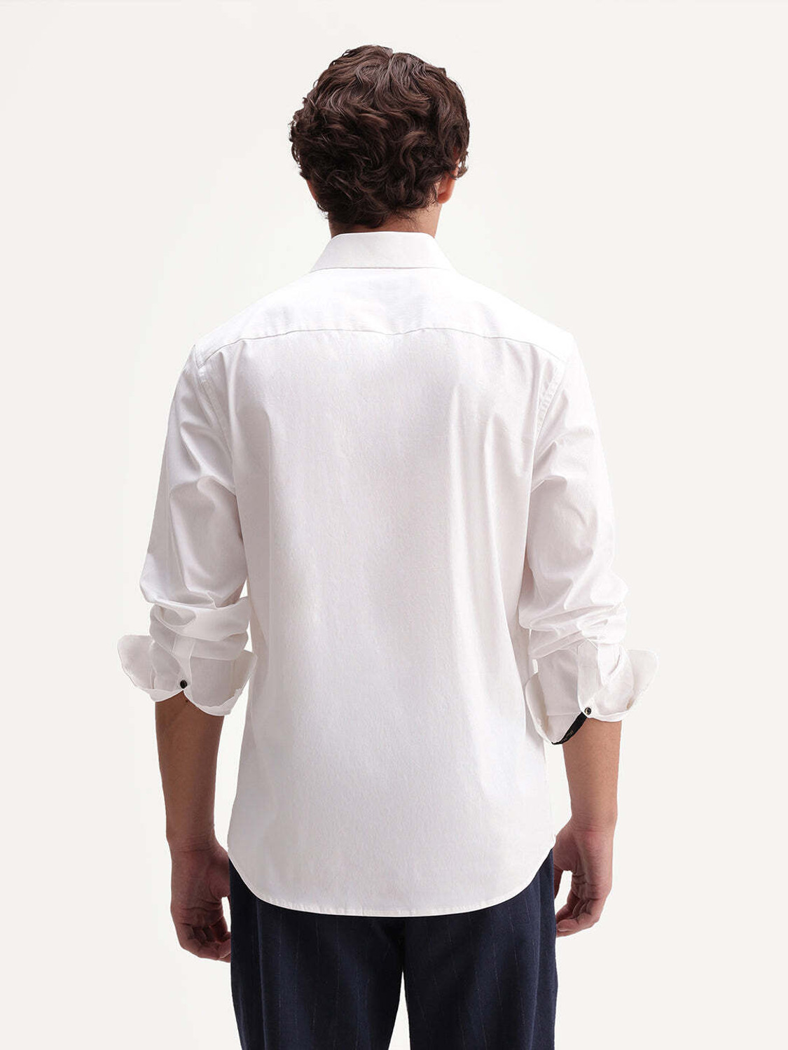 Image of RARE RABBIT Men Solid Casual White Shirt