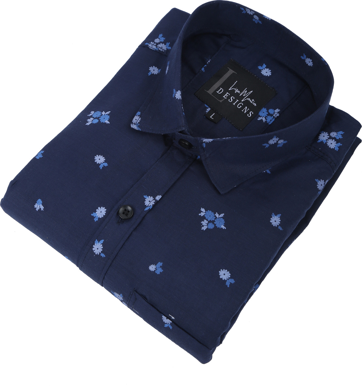 Image of LRK Men Printed Casual Dark Blue Shirt