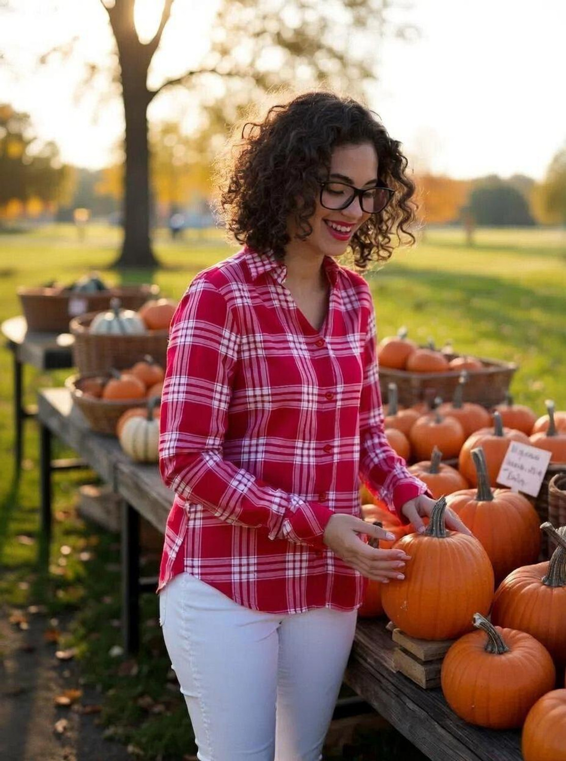 Image of Hive91 Women Checkered Casual Red, White Shirt