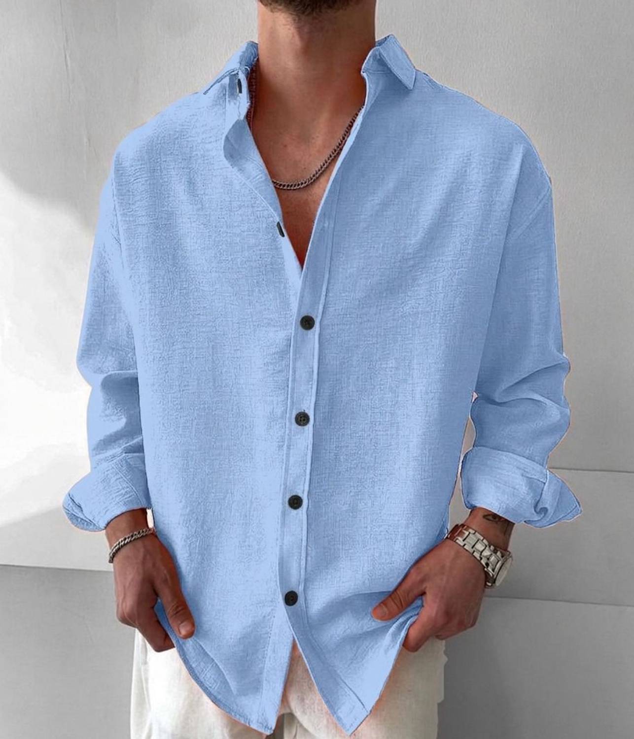 Flipkart SmartBuy Men Light Blue Casual Shirt