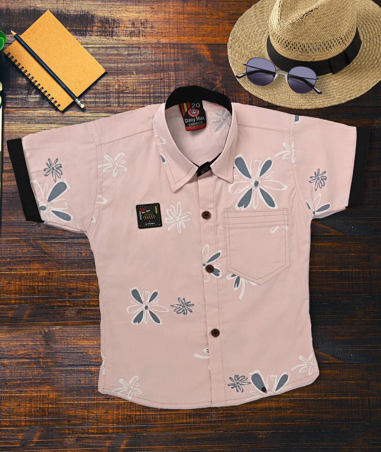 barkatdesigningplanet Boys Printed Casual Pink Shirt