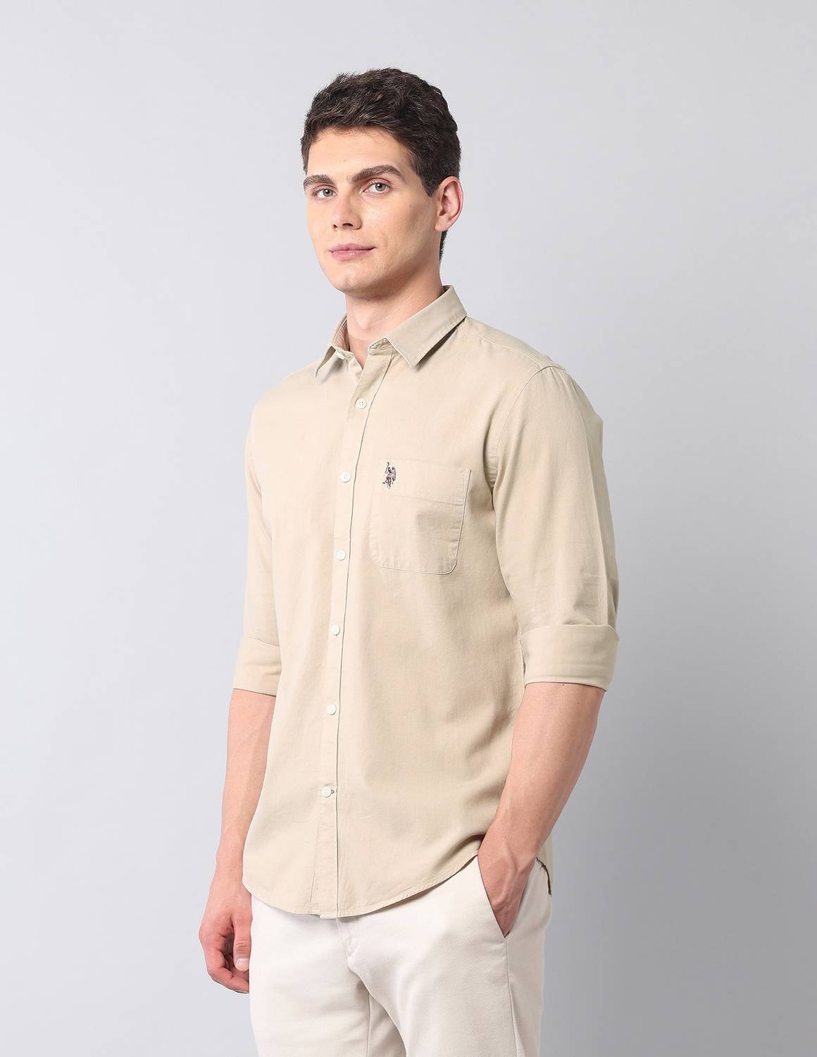 U.S. Polo Assn. Denim Co. Men Beige Shirt - Image 2
