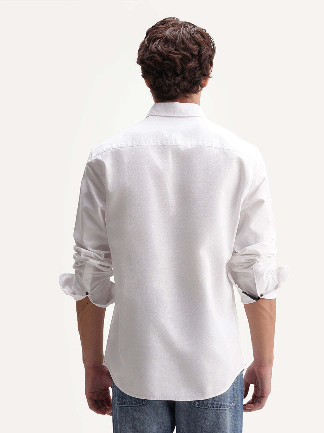 Image of RARE RABBIT Men Solid Casual White Shirt