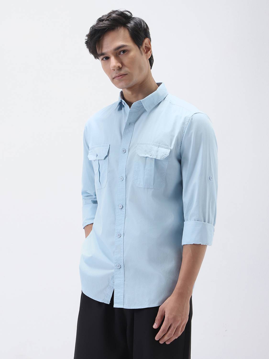 Urbano Fashion Men's Solid Spread Collar Casual Shirt - Image 3