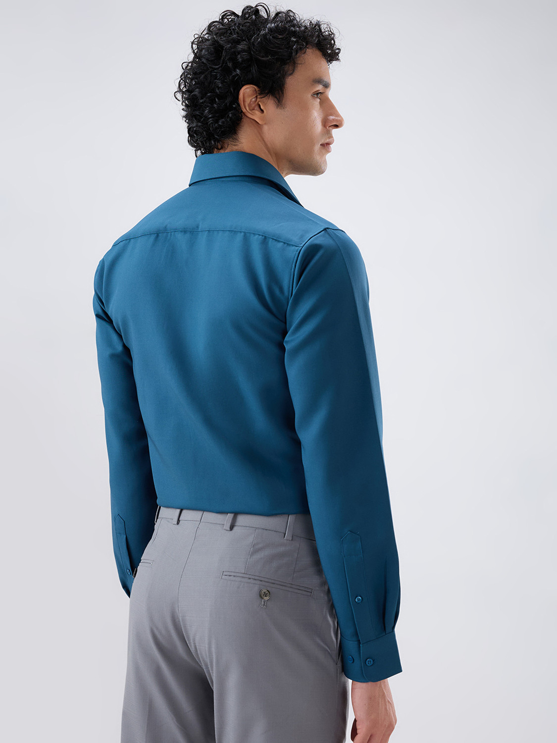 Image of Raymond Men Solid Casual Light Blue Shirt