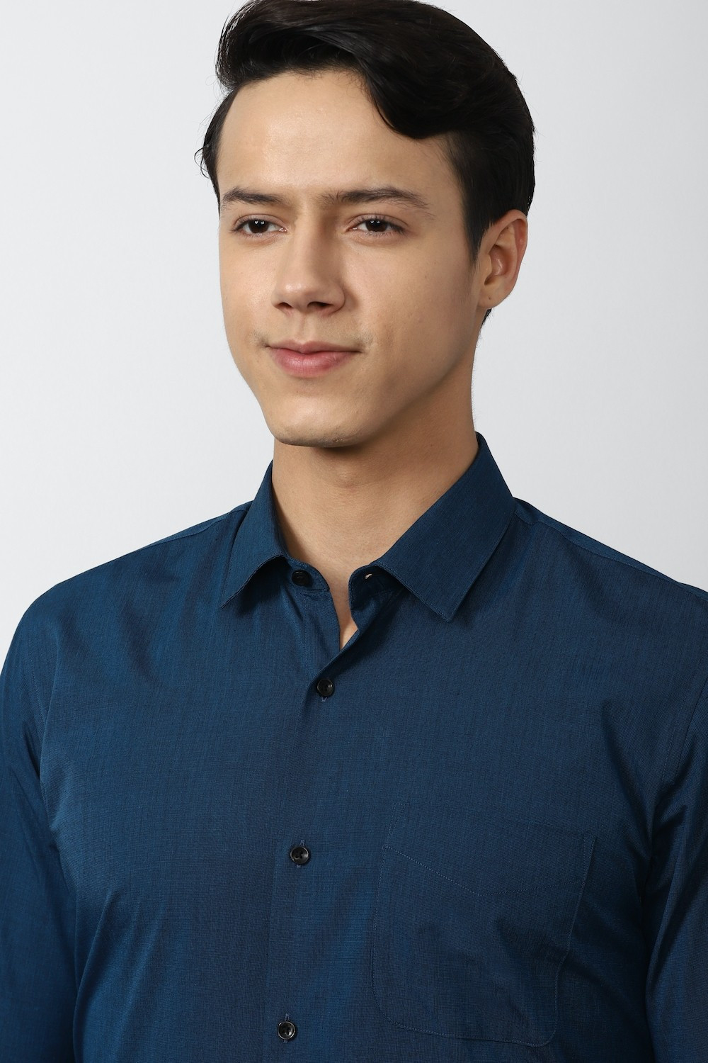 Image of PETER ENGLAND Men Solid Formal Dark Blue Shirt