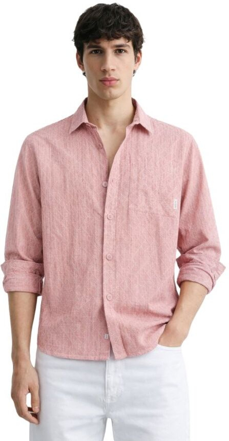 Image of The Indian Garage Co. Men Self Design Casual Pink Shirt