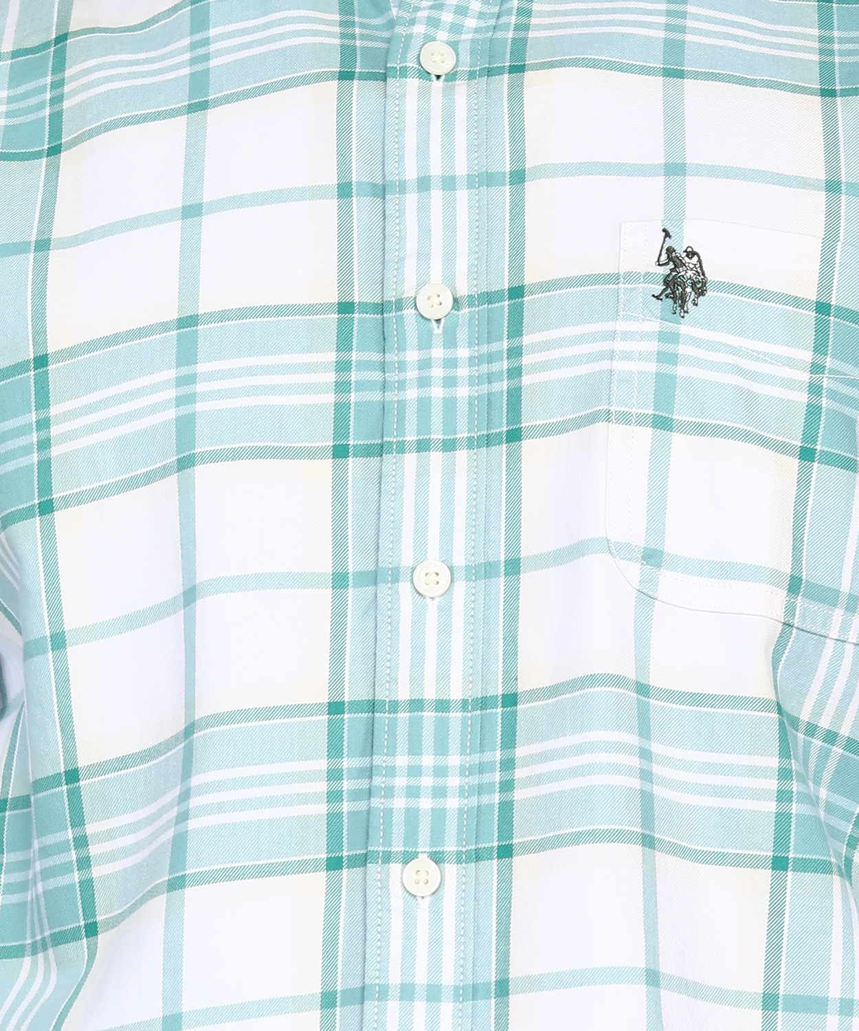 Image of U.S. POLO ASSN. Men Checkered Casual Green Shirt