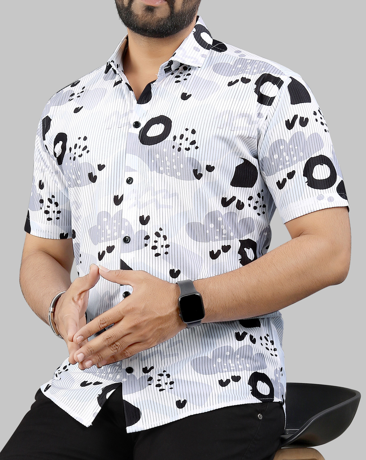 Image of Varidashi Men Printed Casual Multicolor Shirt