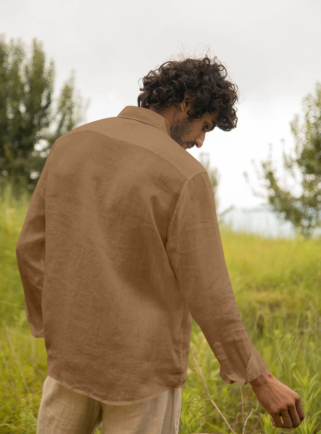 Image of javier Men Solid Casual Brown Shirt