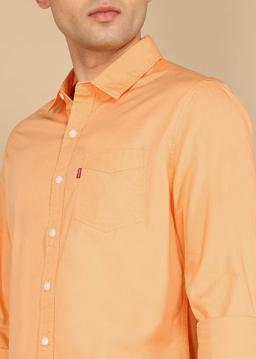 Image of LEVI'S Men Solid Casual Orange Shirt