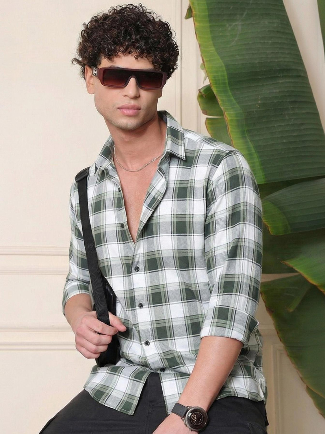 Image of R.Code by The Roadster Life Co. Men Checkered Casual Green Shirt