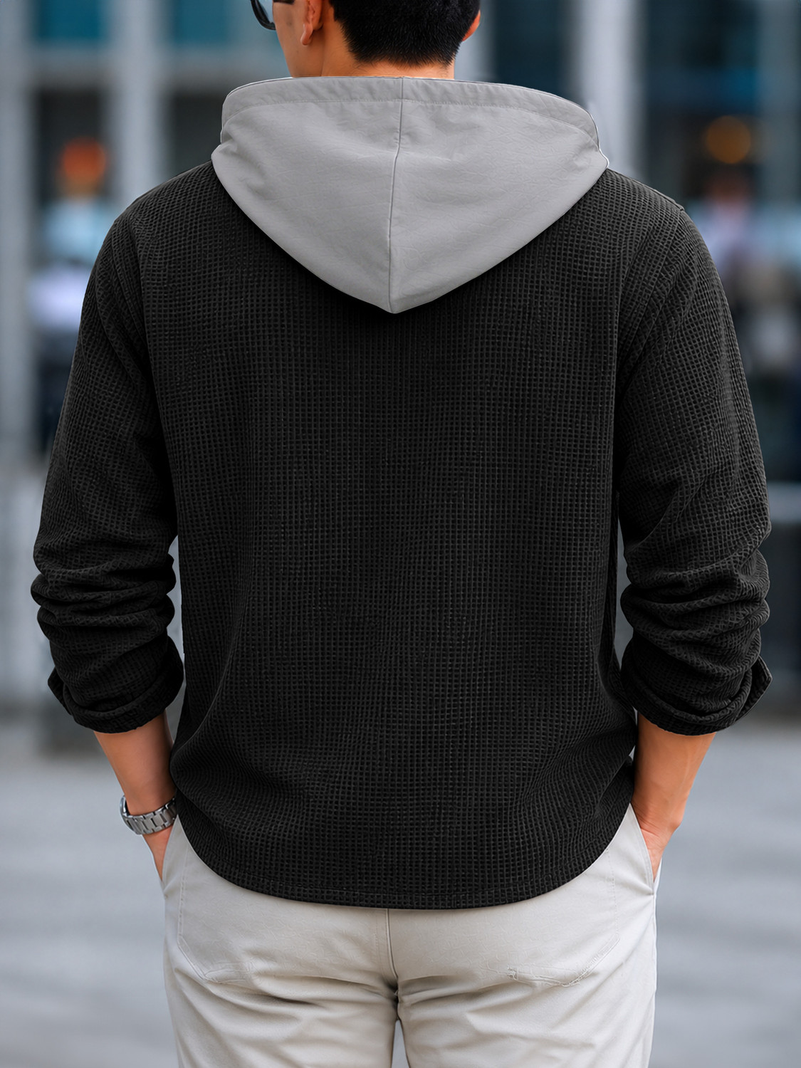 Image of EyeBogler Men Self Design Casual Black Shirt