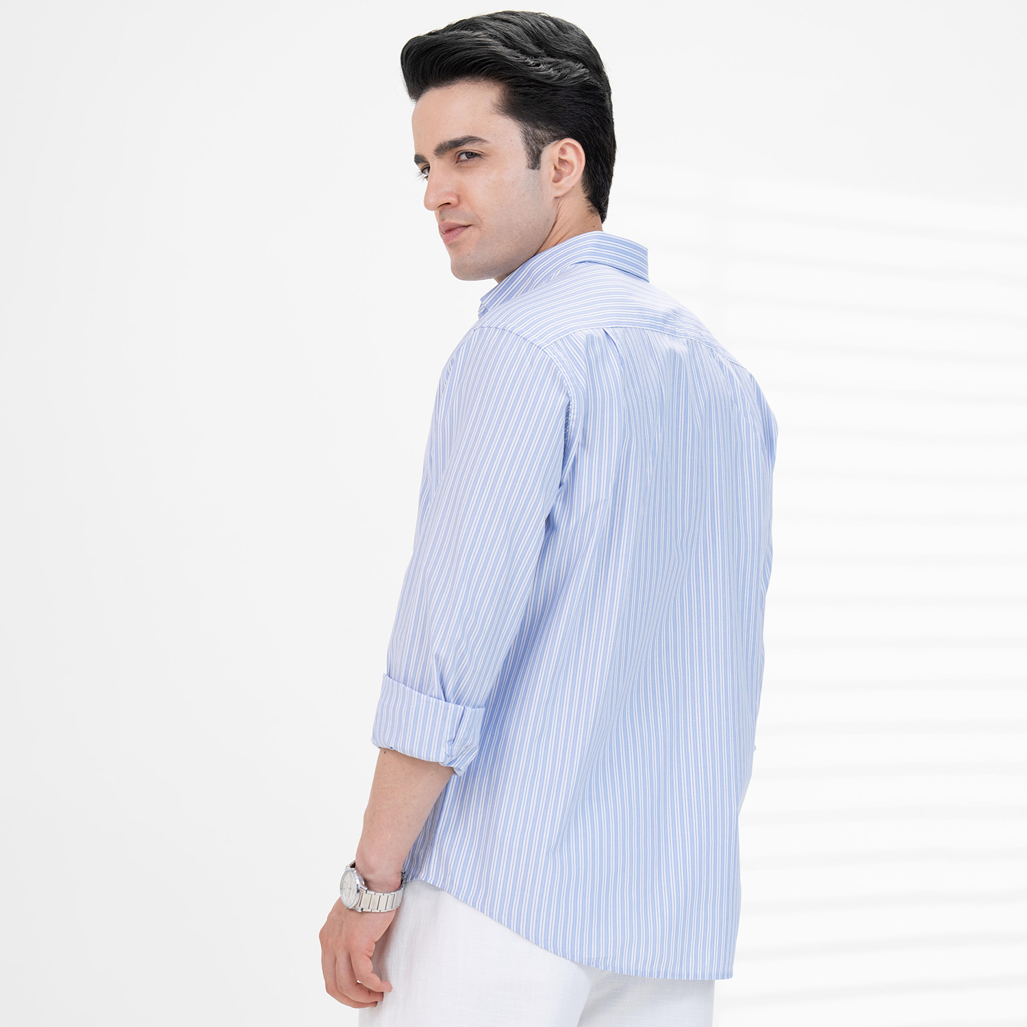 Image of RED TAPE Men Striped Casual Blue Shirt