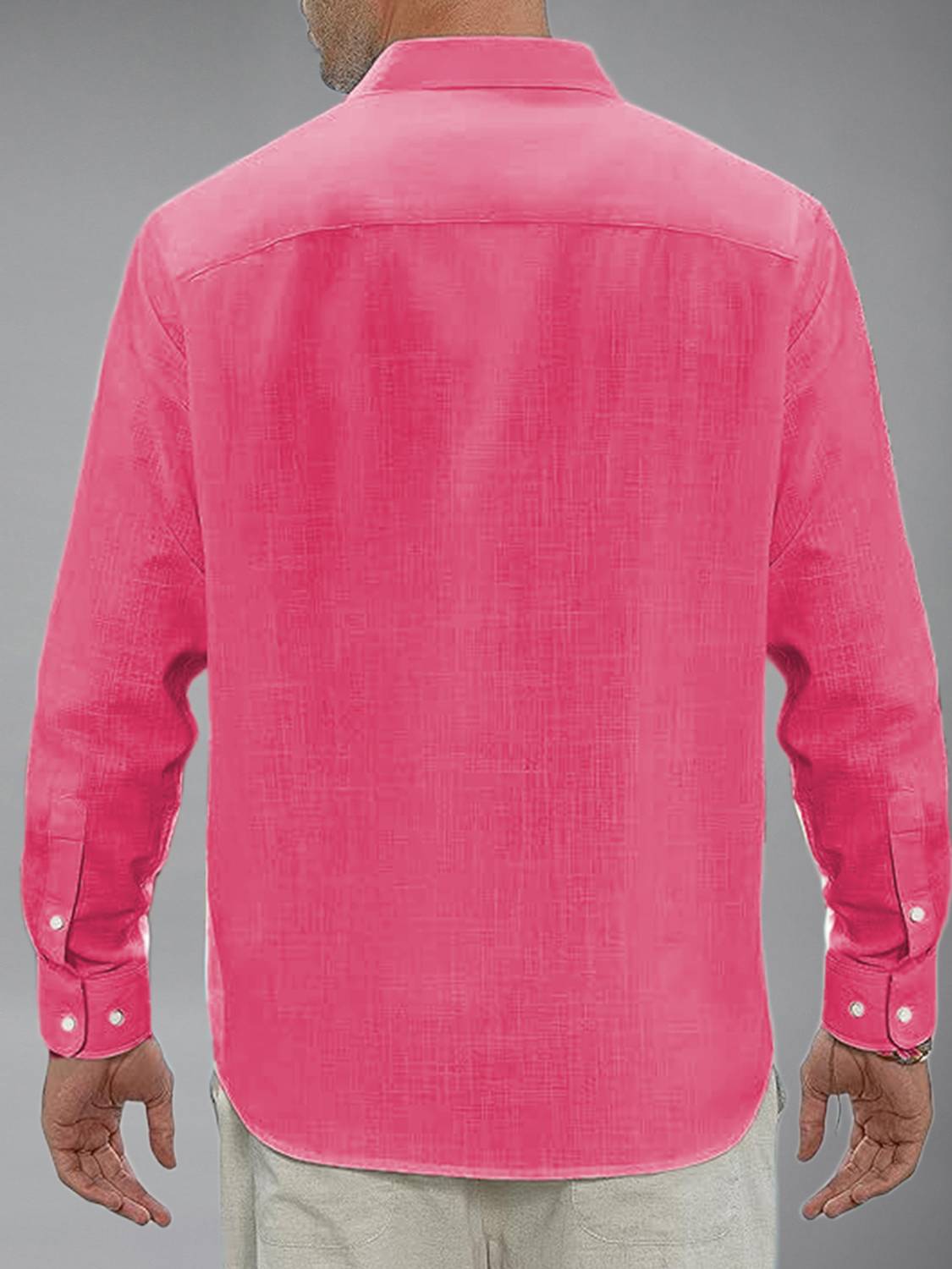 Vida Loca Men Solid Casual Pink Shirt - Image 2