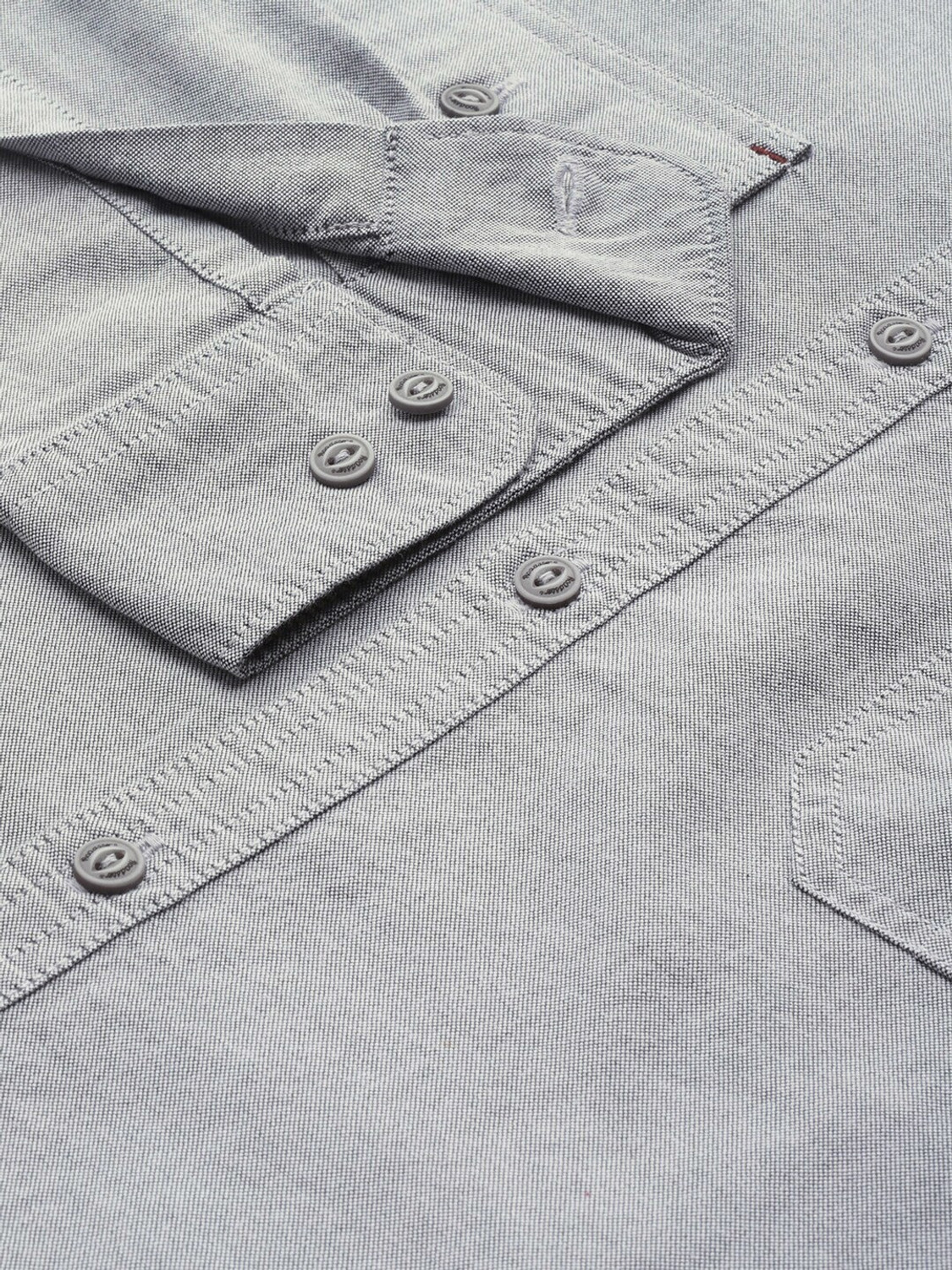 Image of Roadster Men Solid Casual Grey Shirt