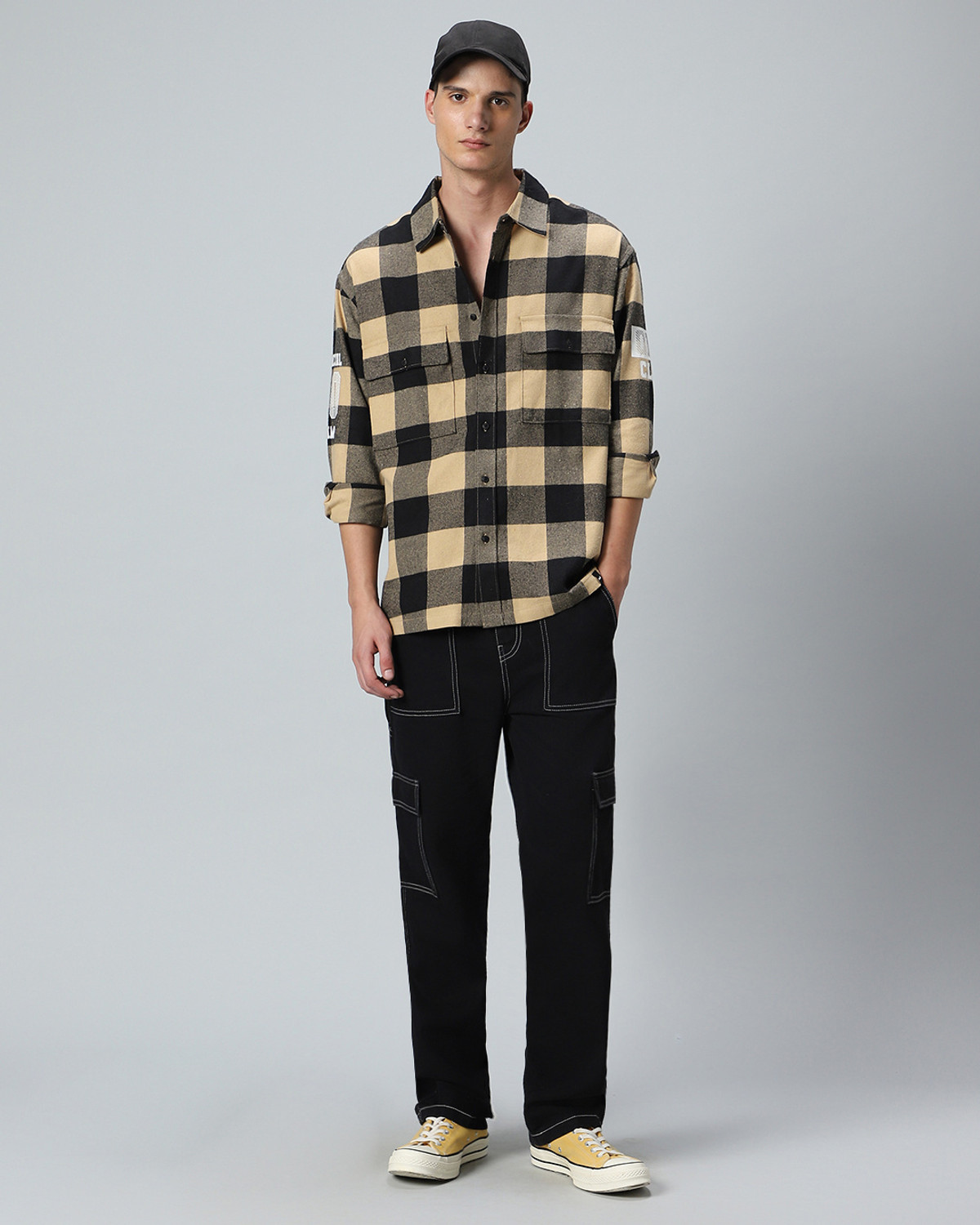 Image of BEWAKOOF Men Boxy Fit Checkered Spread Collar Casual Shirt