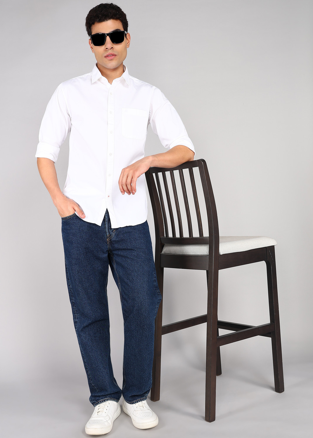 Image of Raymond Men Solid Casual White Shirt